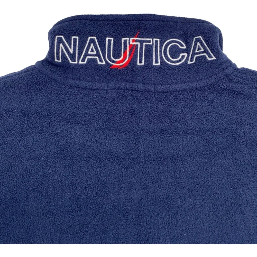 Nautica‎ Vintage Fleece Jacket Men's Blue And Red Size M Pullover